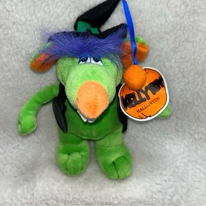 Kellytoy rat w/leather vest vintage halloween green purple orange paper tag 7"